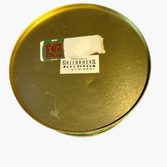 Green Red Round Metal Storage Tins Canisters Lot 2 Cookie Candy Gift - Picture 10 of 12